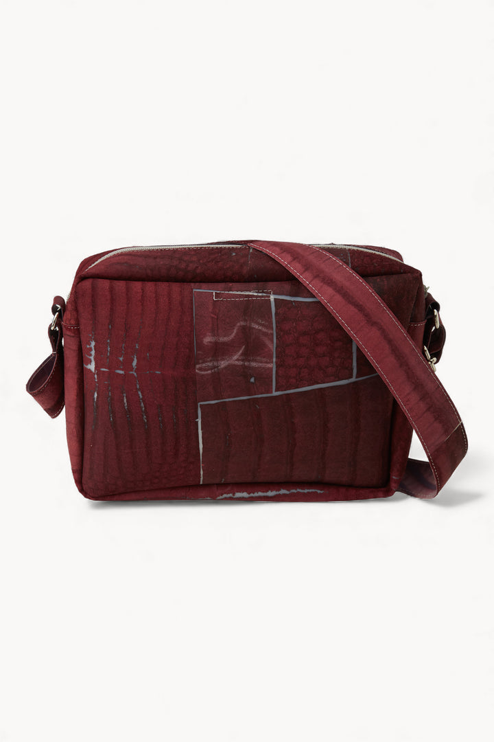 Large Raw Leather Burgundy Bag