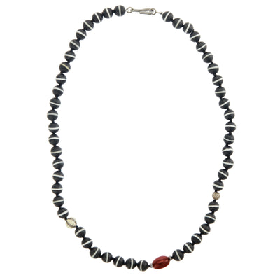Black Onyx Stripe Beaded Necklace - Mens - Ileana Makri store
