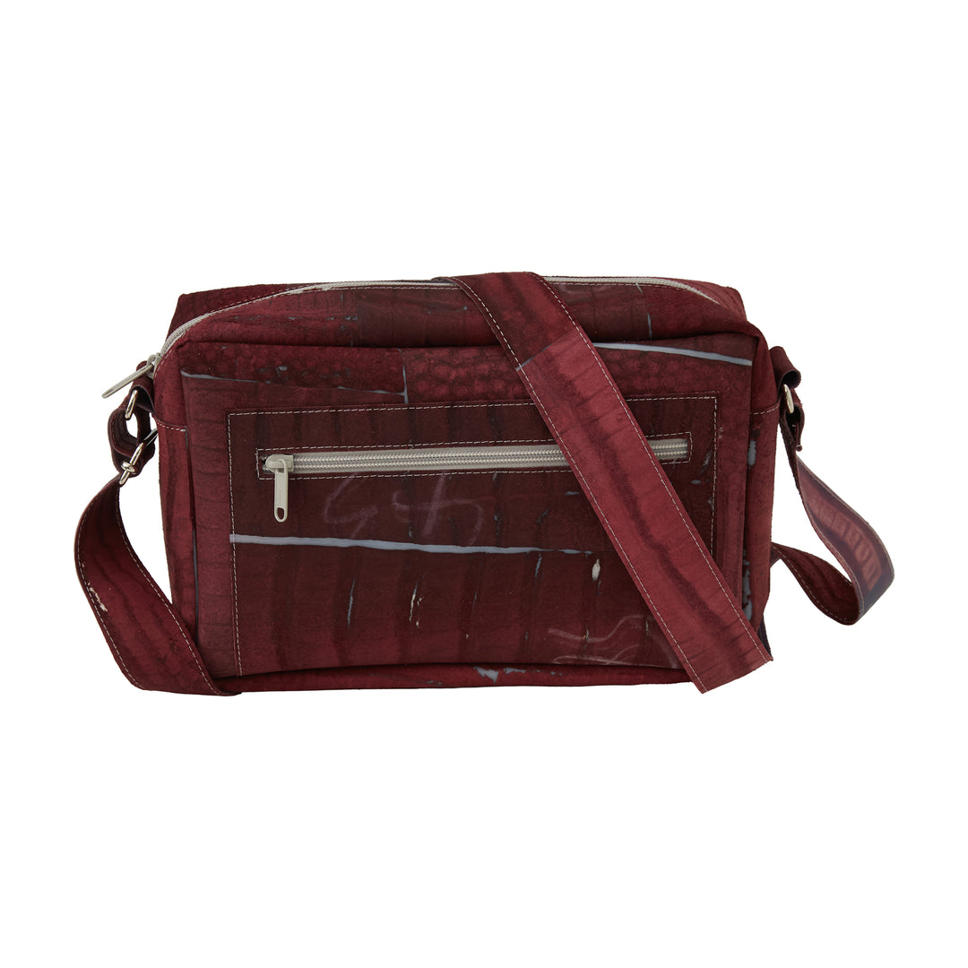 Large Raw Leather Burgundy Bag