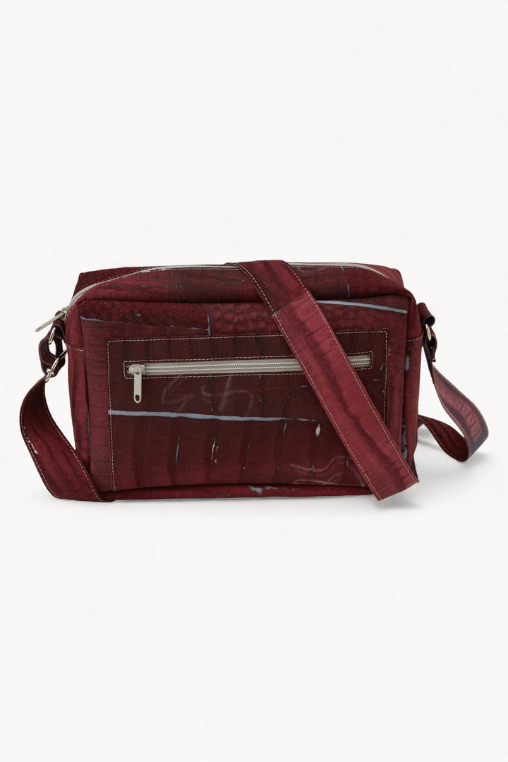 Large Raw Leather Burgundy Bag