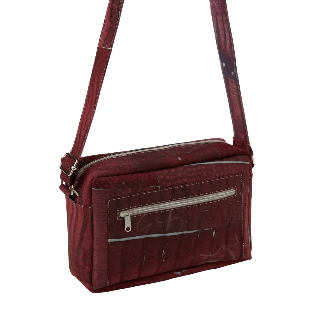 Large Raw Leather Burgundy Bag