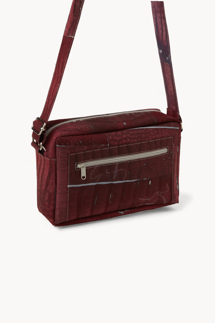 Large Raw Leather Burgundy Bag