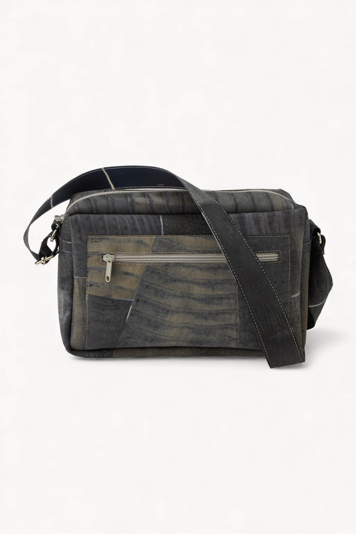 Large Raw Leather Grey Bag