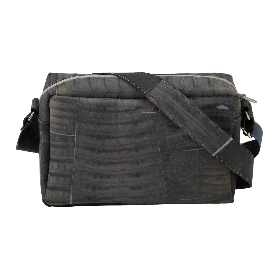 Large Raw Leather Grey Bag