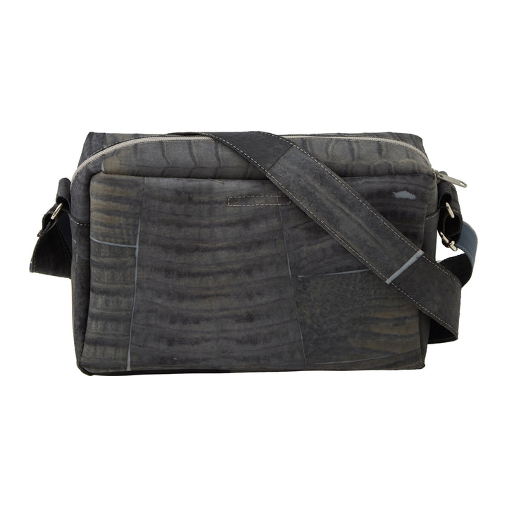 Large Raw Leather Grey Bag