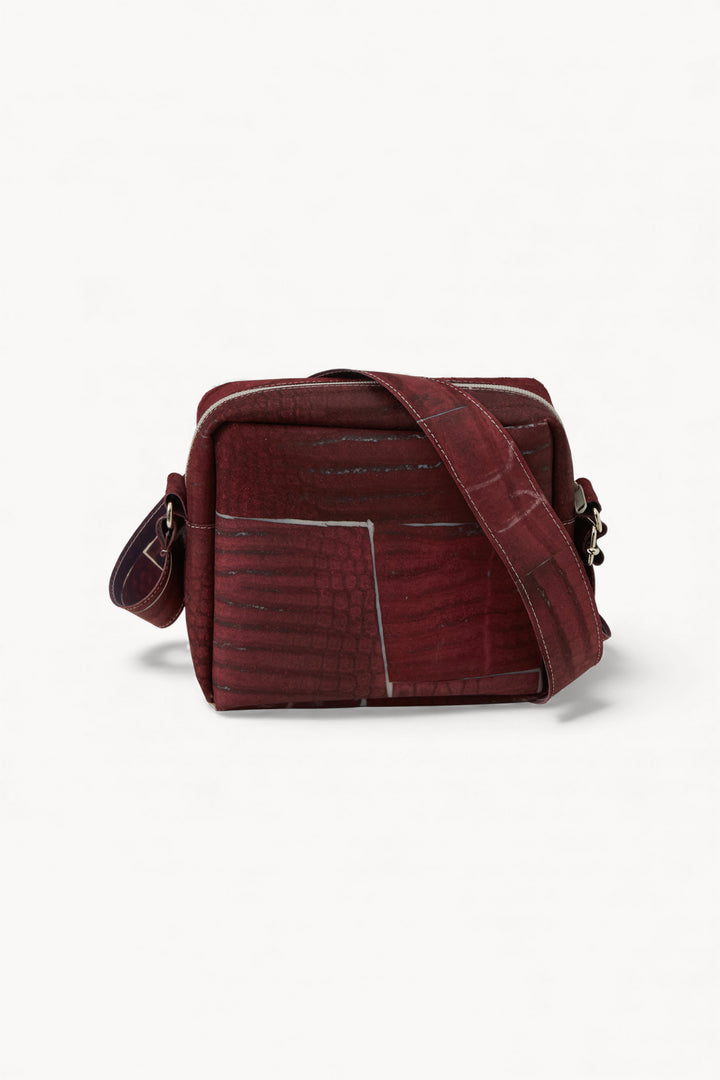 Raw Leather Burgundy Cube Pocket Bag