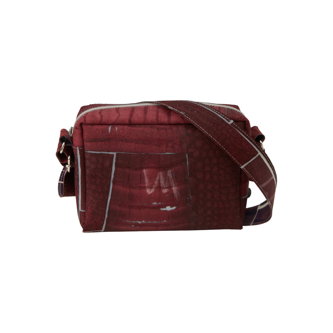 Raw Leather Burgundy Long Strap Bag