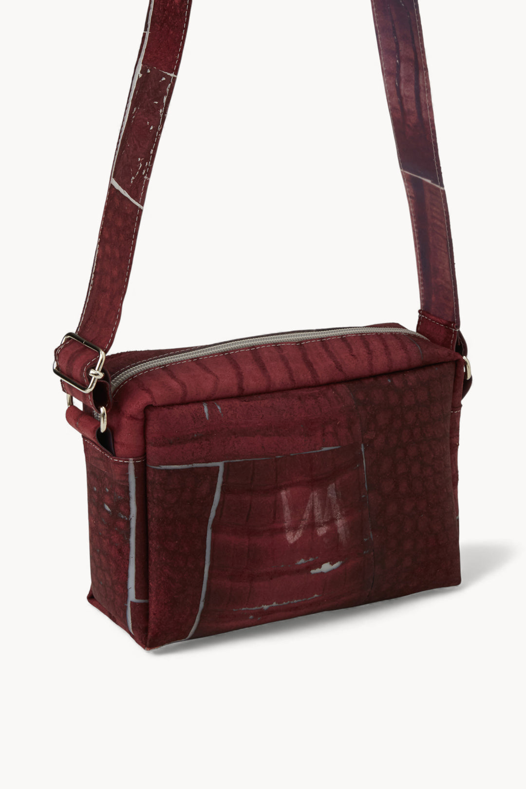 Raw Leather Burgundy Long Strap Bag