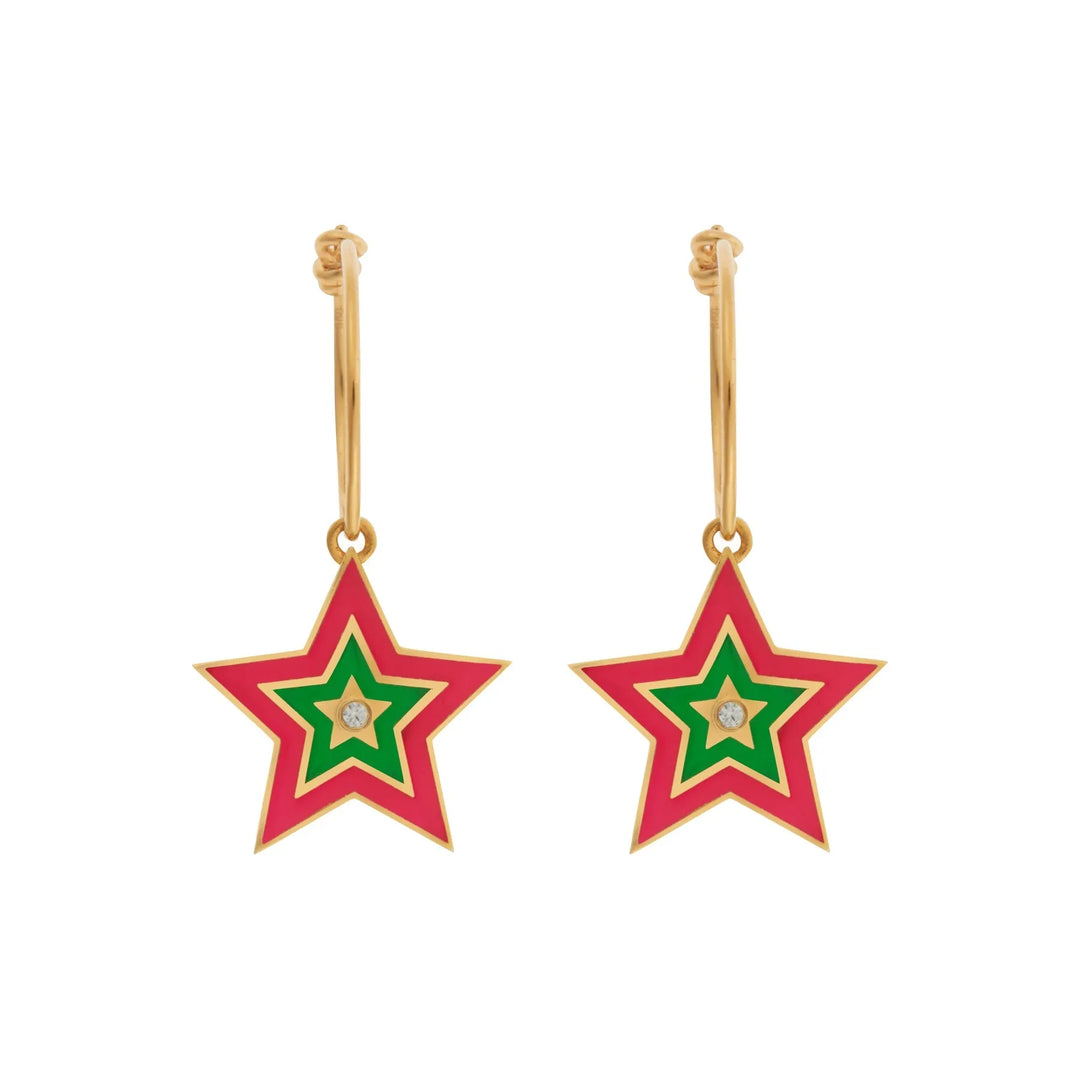 Star Burst Hoops Pink - Eye M Neon Rocks - Ileana Makri store