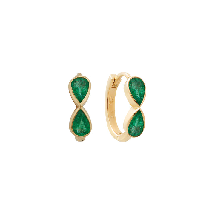 Pear Emerald Huggie Hoops Y-Em