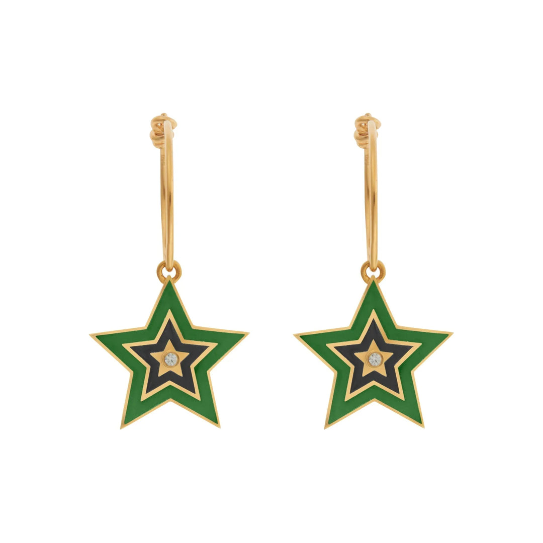 Star Burst Hoops Green - Eye M Neon Rocks - Ileana Makri store