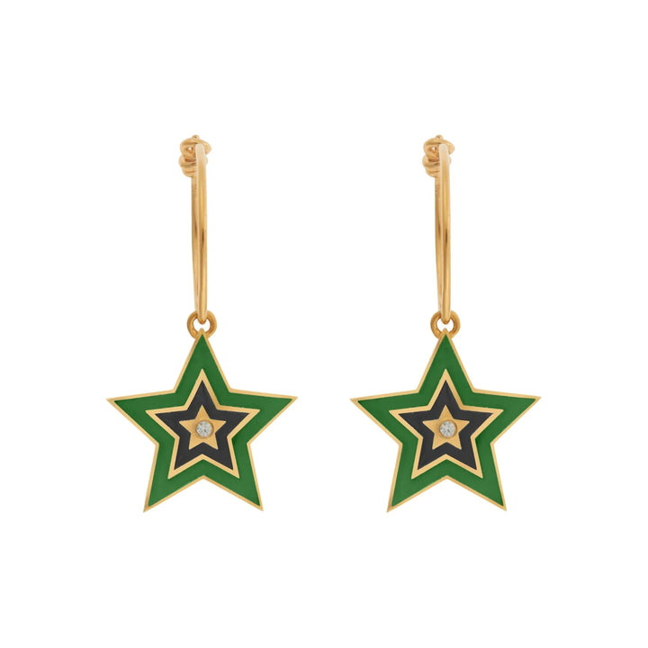 Star Burst Hoops Green - Eye M Neon Rocks - Ileana Makri store