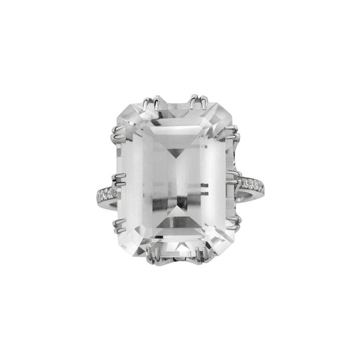 Oblong Crown Solitaire White Topaz