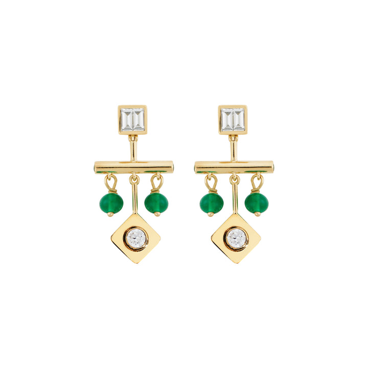 Tile Emerald Drop Earrings