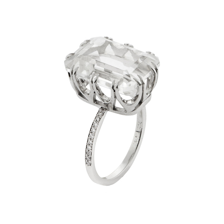 Oblong Crown Solitaire White Topaz