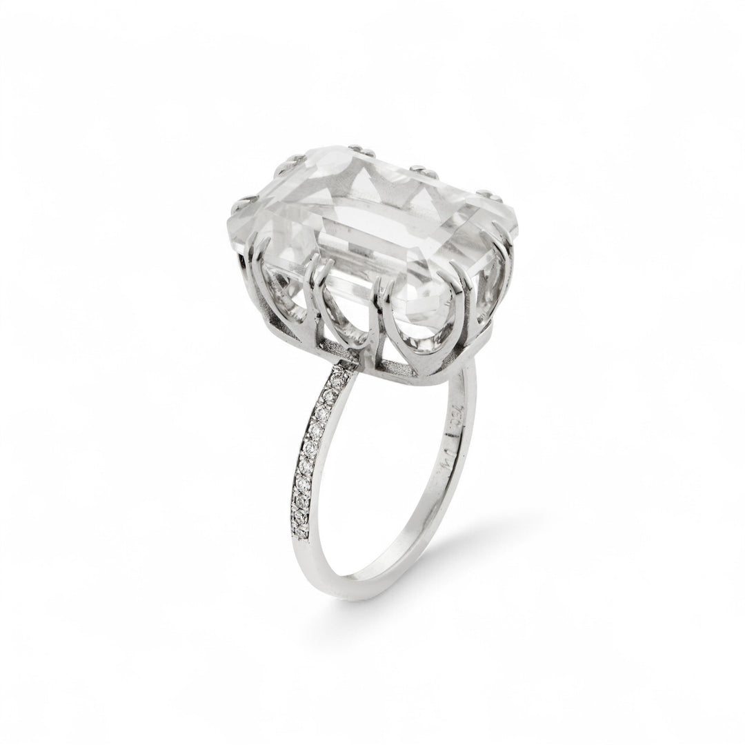 Oblong Crown Solitaire White Topaz