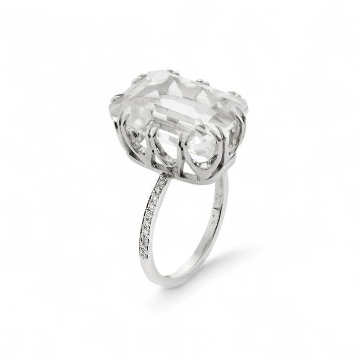 Oblong Crown Solitaire White Topaz