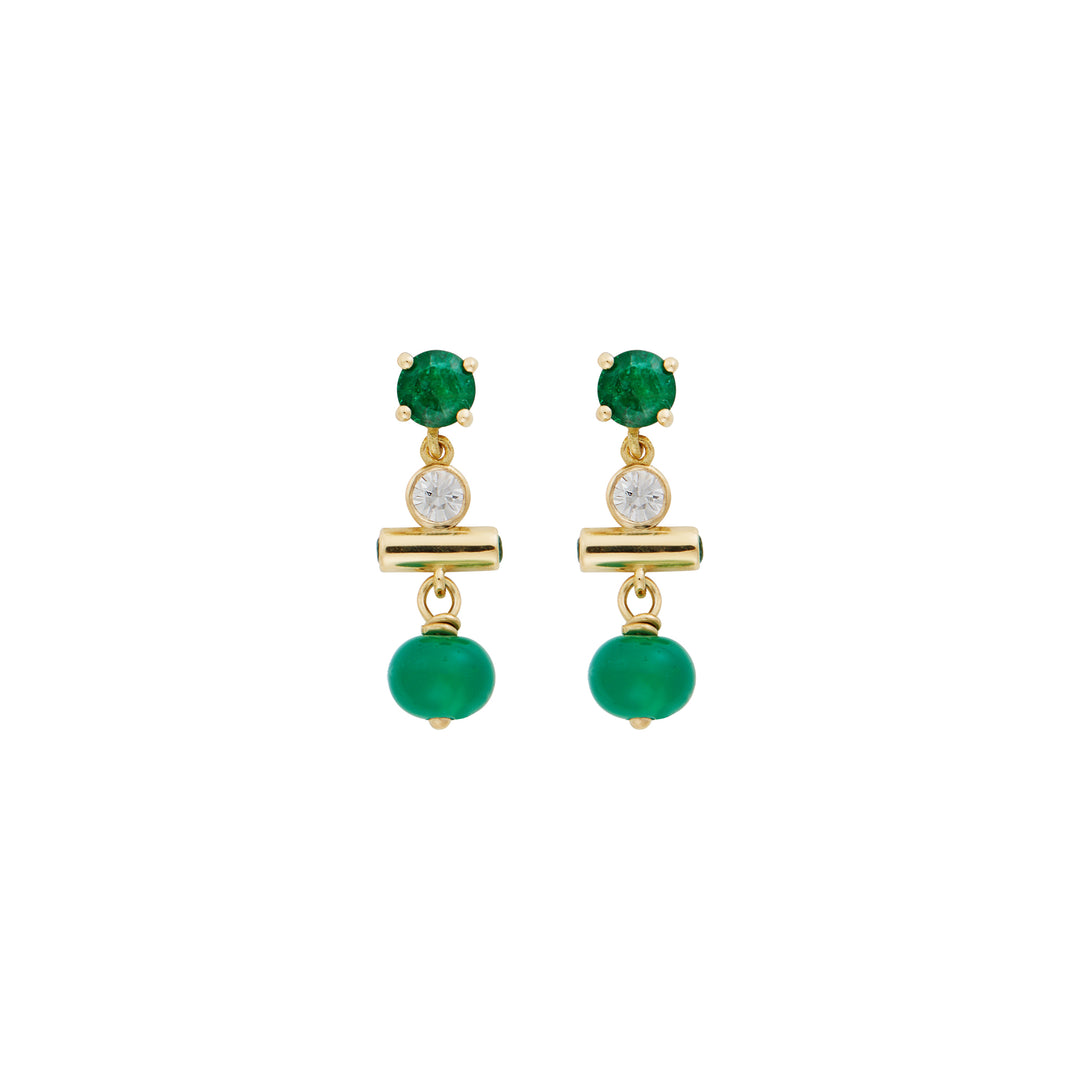 Mini Emerald Edge Earrings - Ileana Makri