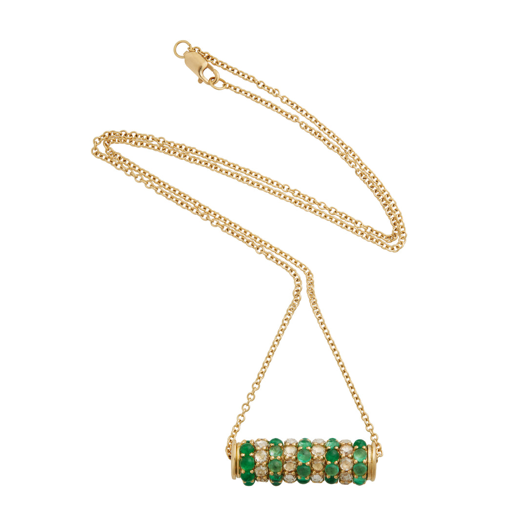 Emerald Spin Cylinder Necklace