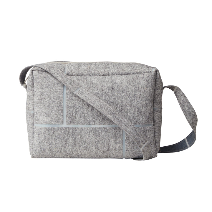 Small Zip Bag Strap Wool Felt Grey