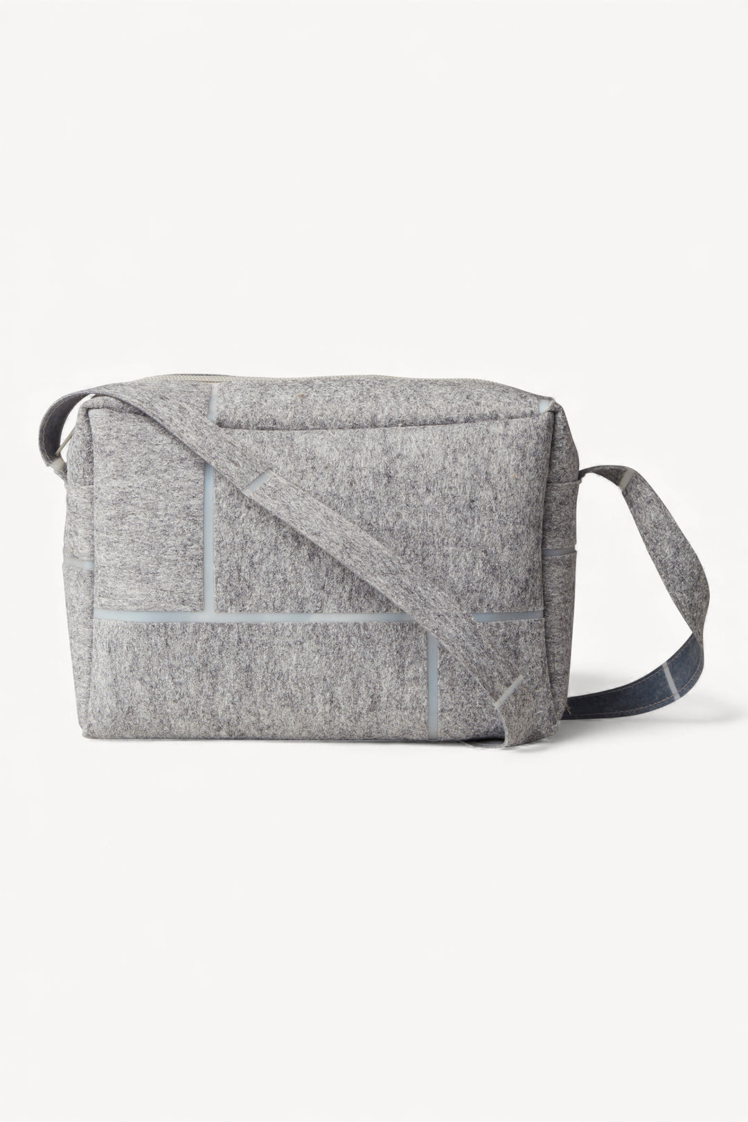 Small Zip Bag Strap Wool Felt Grey