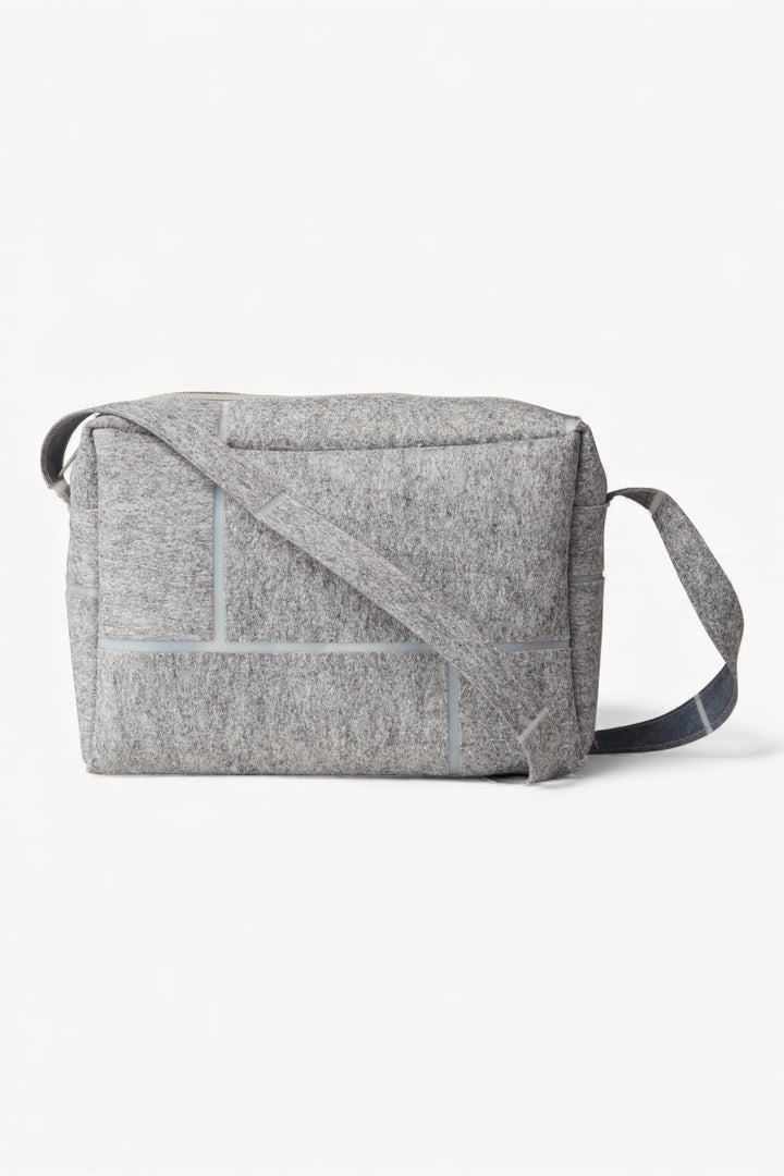 Small Zip Bag Strap Wool Felt Grey