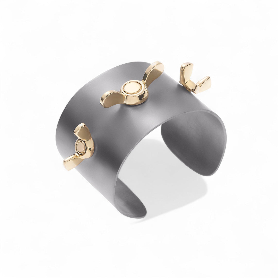 18k Gold Butterfly Screw Cuff - Divine Mechanics - Ileana Makri