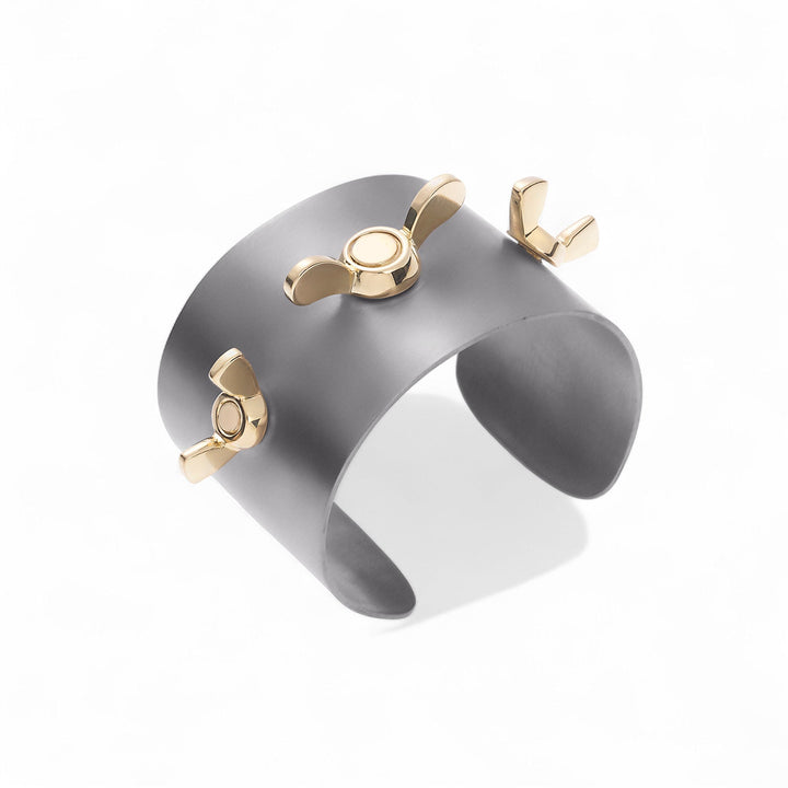 18k Gold Butterfly Screw Cuff - Divine Mechanics - Ileana Makri