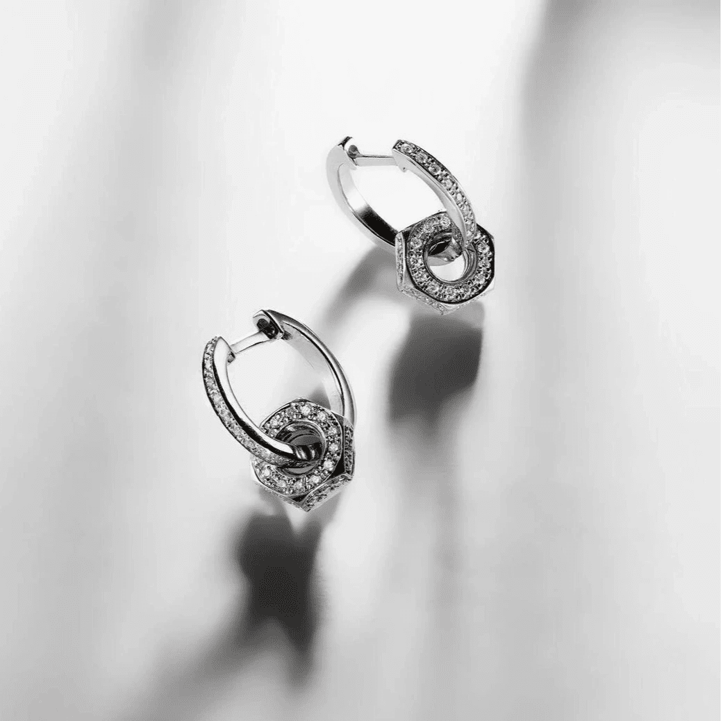 18k Gold & Diamond Nut Earrings - Divine Mechanics - Ileana Makri