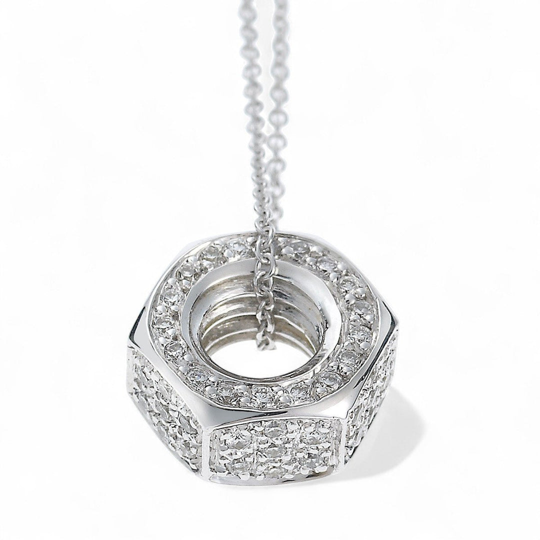 18k Gold & Diamond Nut Pendant - Divine Mechanics - Ileana Makri