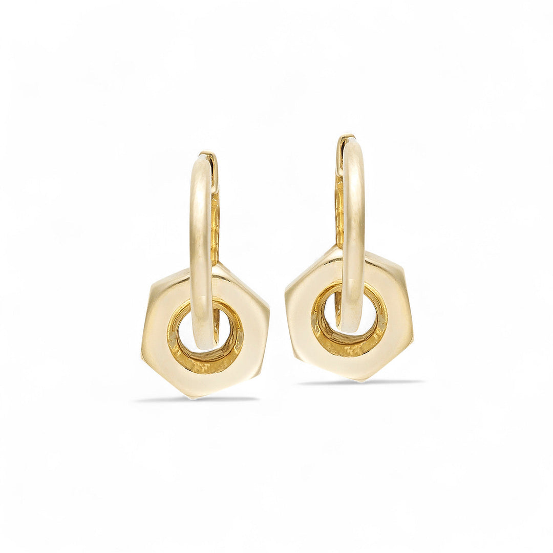 18k Gold Nut Earrings - Divine Mechanics - Ileana Makri