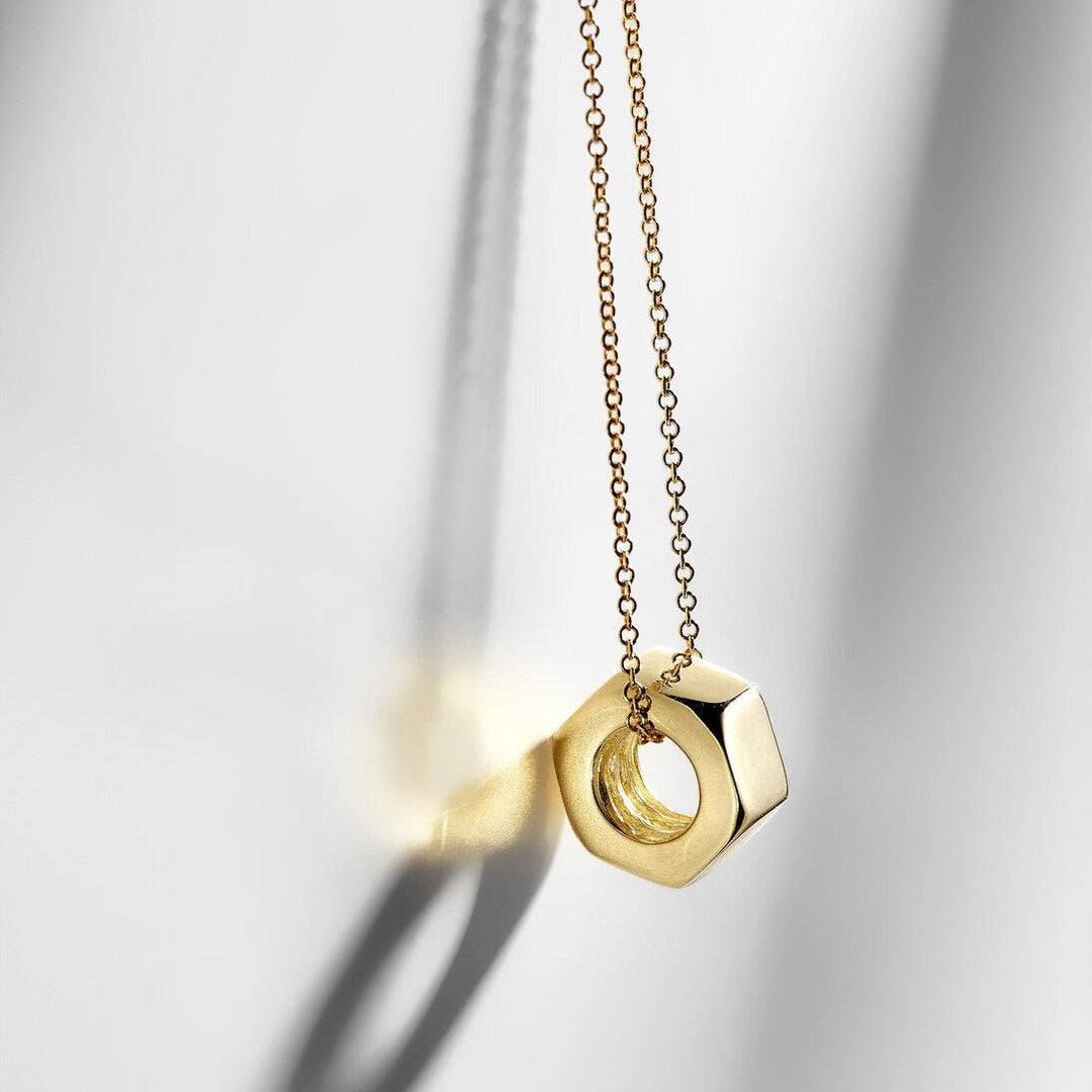 18k Gold Nut Pendant - Divine Mechanics - Ileana Makri