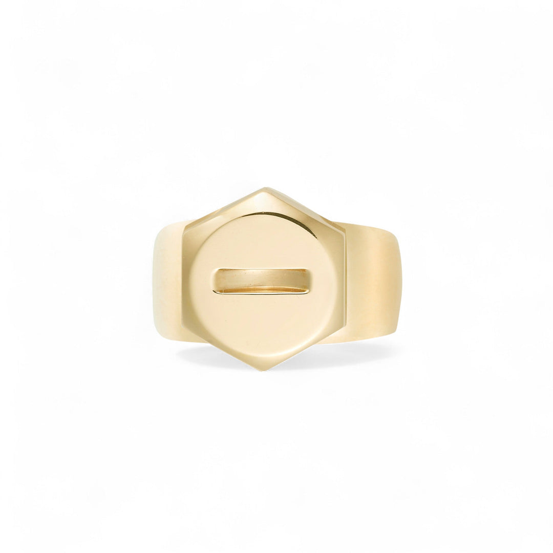 18k Gold Slot Head Screw Ring - Divine Mechanics - Ileana Makri