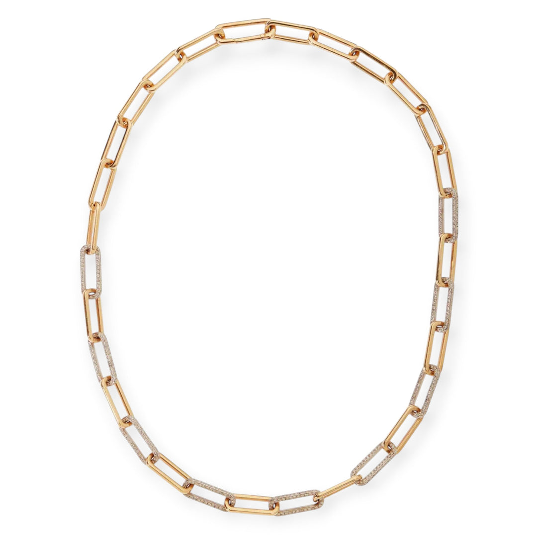 18k Seamless Oblong Diamond Link Necklace - Chains - Ileana Makri