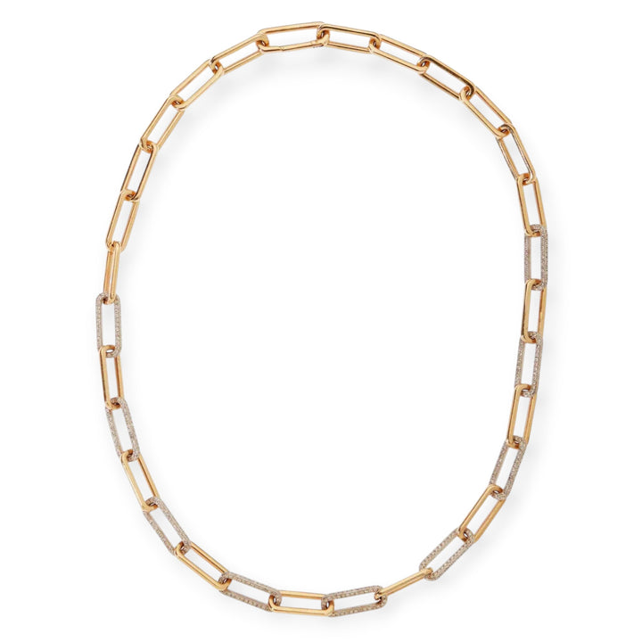 18k Seamless Oblong Diamond Link Necklace - Chains - Ileana Makri