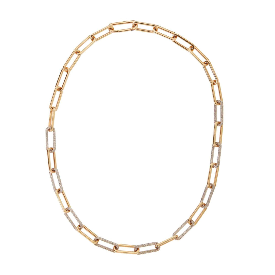 18k Seamless Oblong Diamond Link Necklace - Chains - Ileana Makri