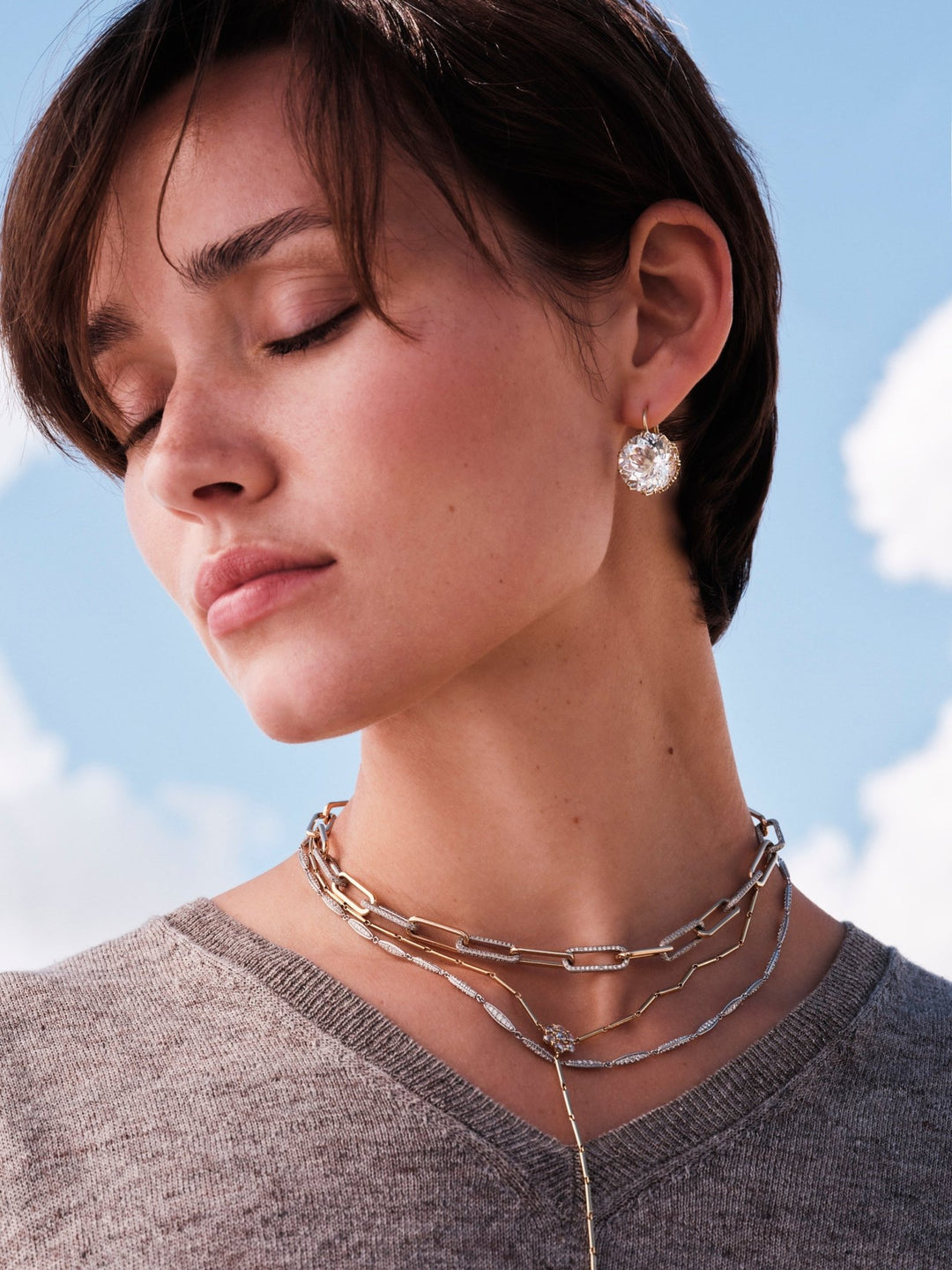 18k Seamless Oblong Diamond Link Necklace - Chains - Ileana Makri