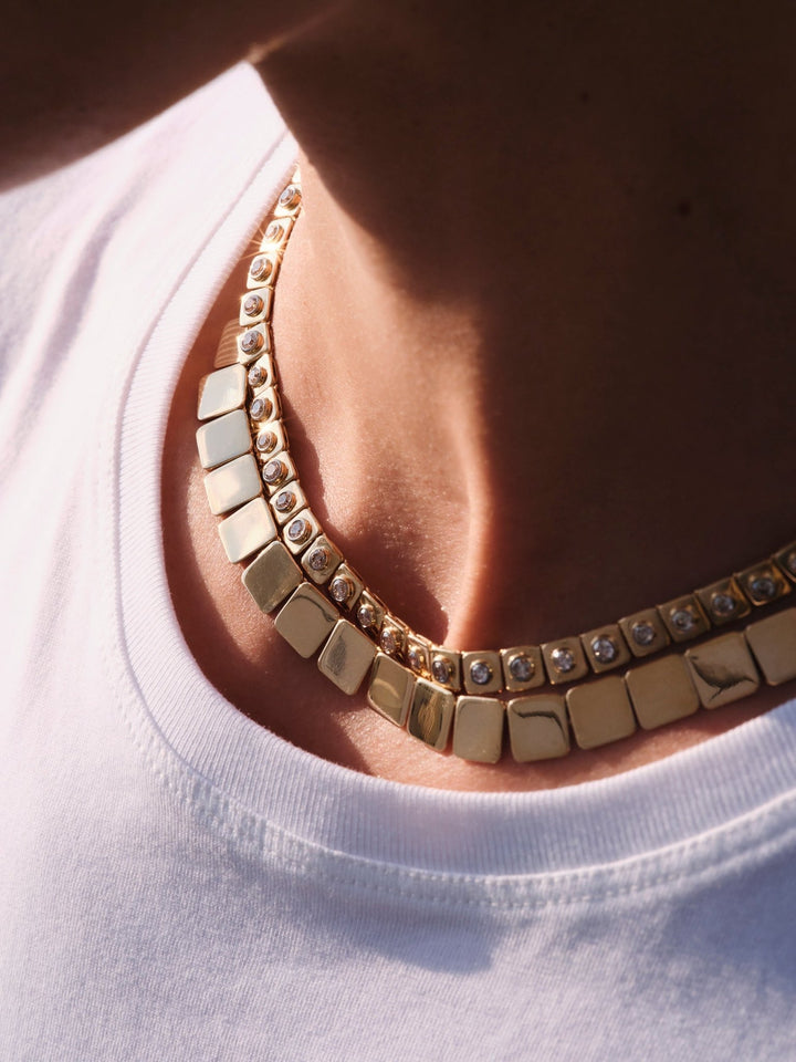18k White Gold Large Tile Necklace (42cm) - Tile - Ileana Makri