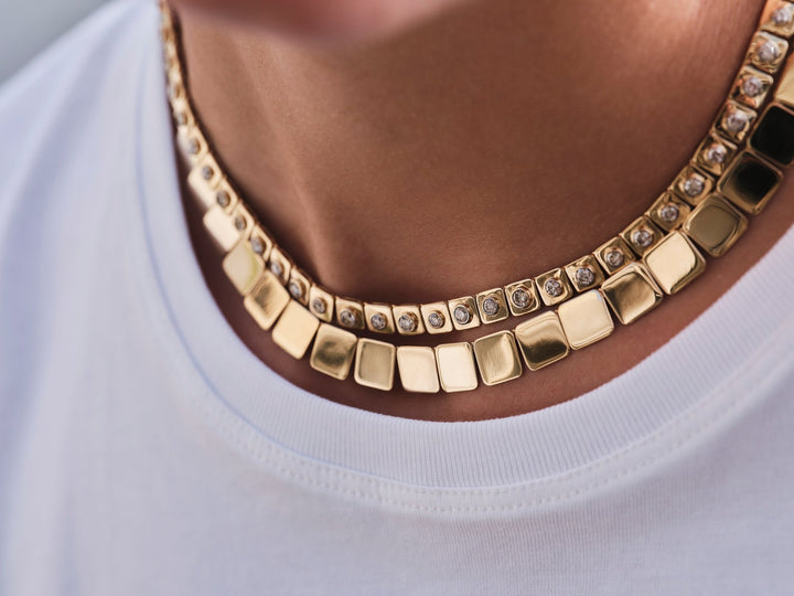 18k Yellow Gold Large Tile Necklace (42cm) - Tile - Ileana Makri