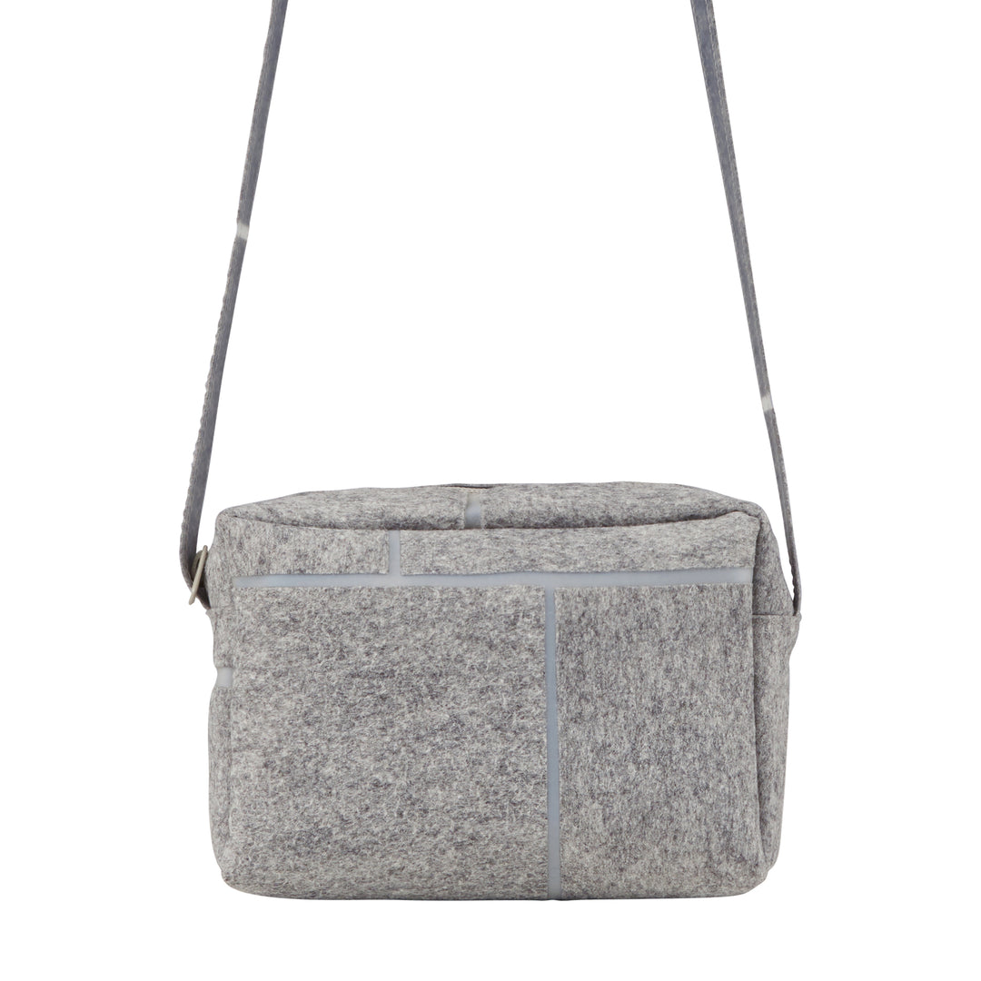 Small Zip Bag Strap Wool Felt Grey