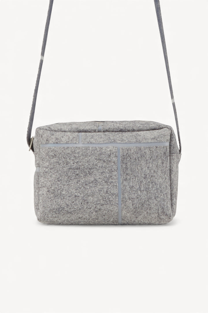 Small Zip Bag Strap Wool Felt Grey