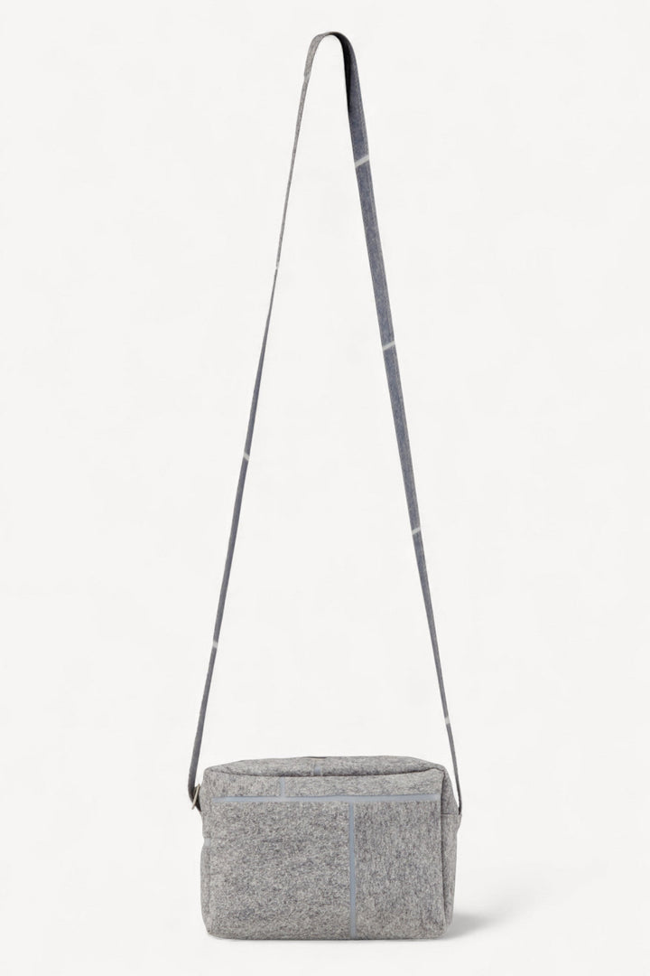 Small Zip Bag Strap Wool Felt Grey
