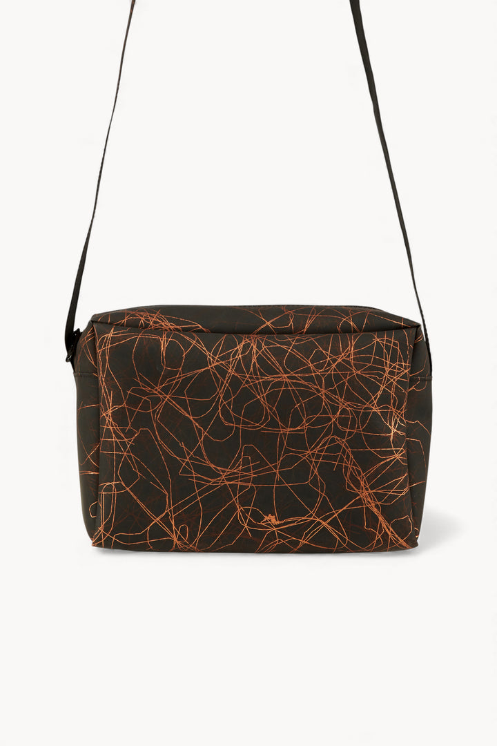 Small Zip Bag Strap Metallic Threads Bronze on Black