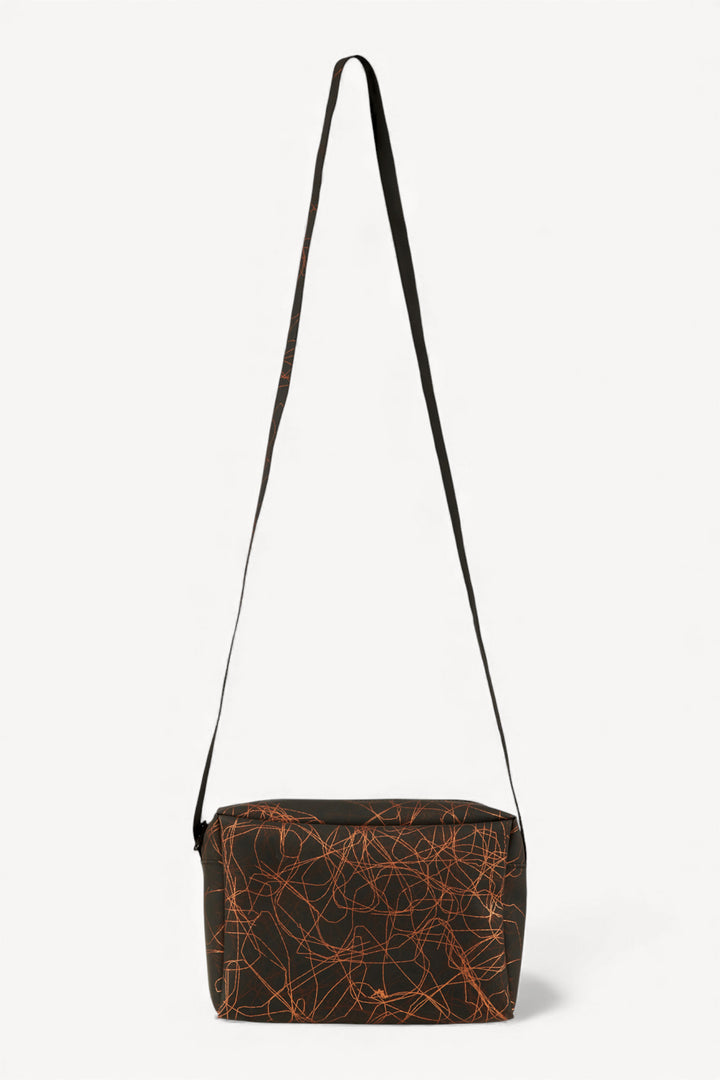 Small Zip Bag Strap Metallic Threads Bronze on Black