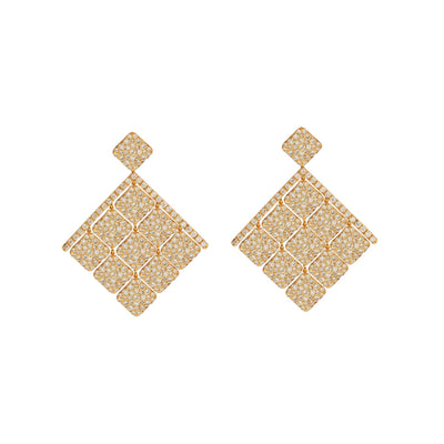 Medium Tile Pavé Curtain Earrings Y-D - Ileana Makri