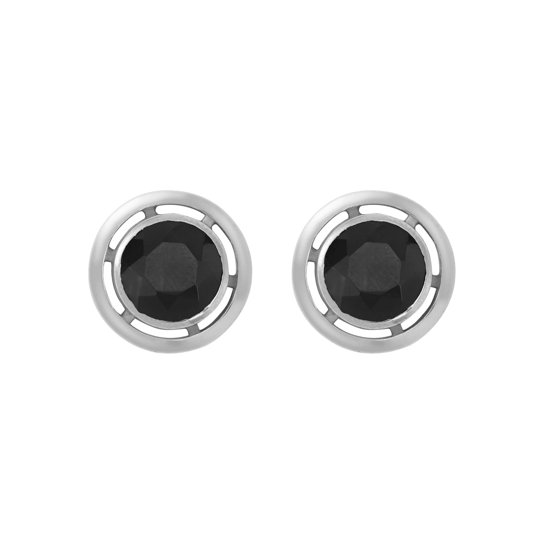 Maxi Orbit Studs Black Onyx SLV - Ileana Makri
