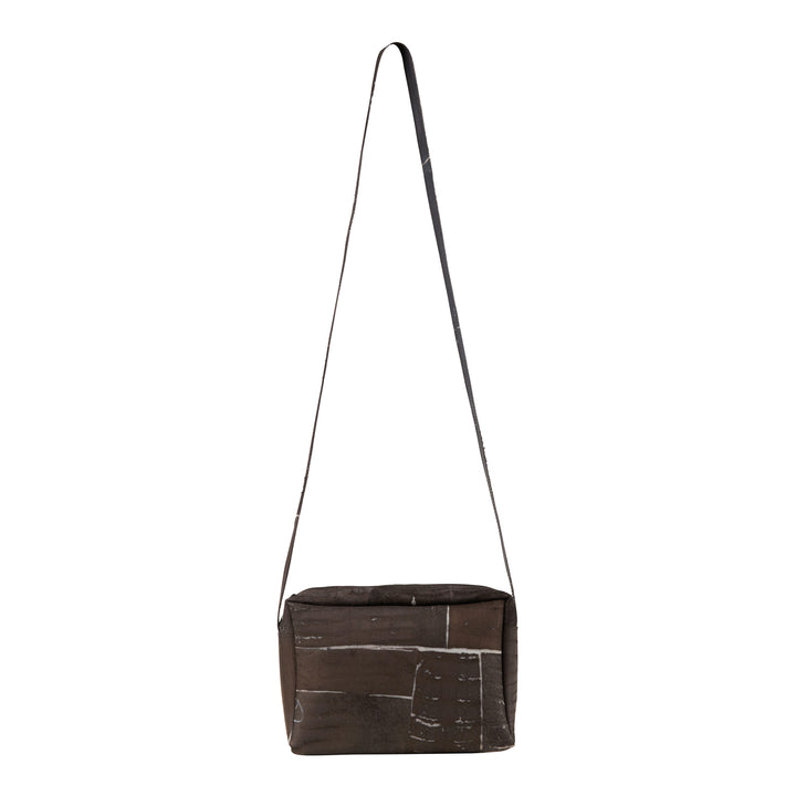 Zip Bag with Strap Raw Leather Black