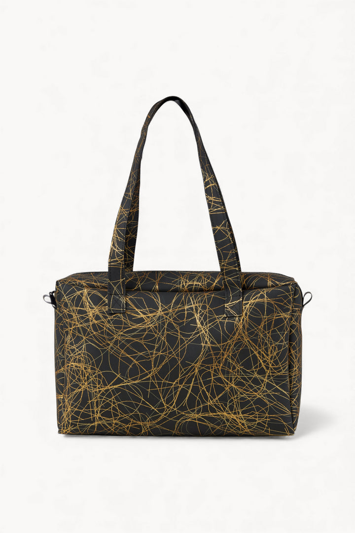 Zip Bag Metallic Threads Gold on Black