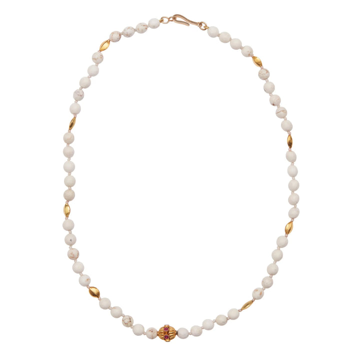 Howlite and Gold Beaded Necklace - Mens - Ileana Makri store