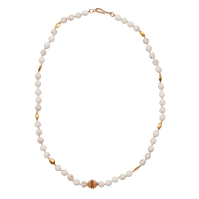 Howlite and Gold Beaded Necklace - Mens - Ileana Makri store